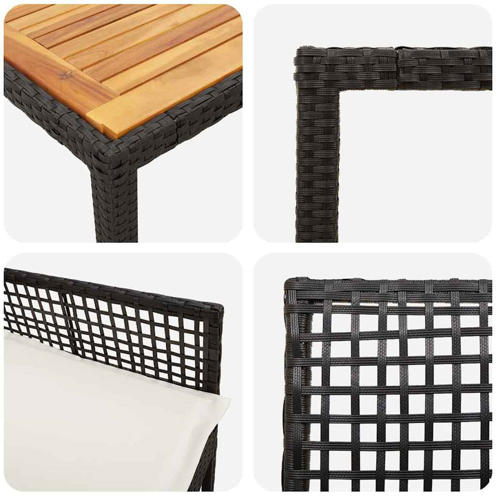 Have Spisebordssæt 3 pcs Sort Poly rattan