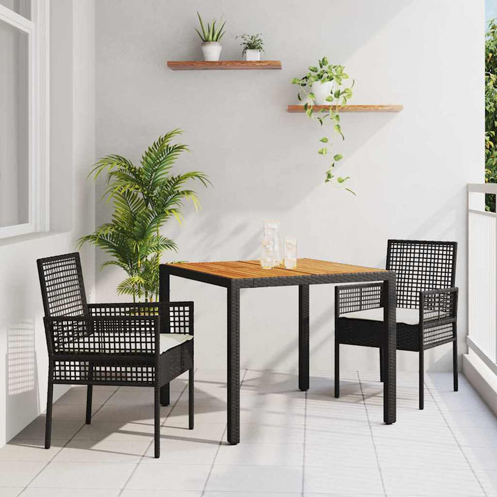 Have Spisebordssæt 3 pcs Sort Poly rattan