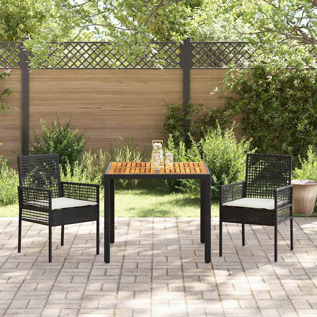 Have Spisebordssæt 3 pcs Sort Poly rattan