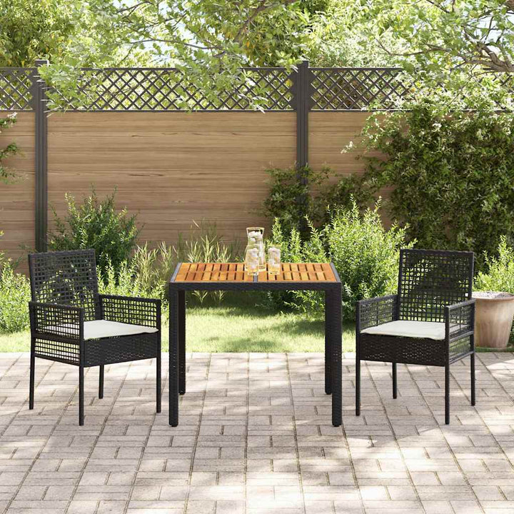Have Spisebordssæt 3 pcs Sort Poly rattan
