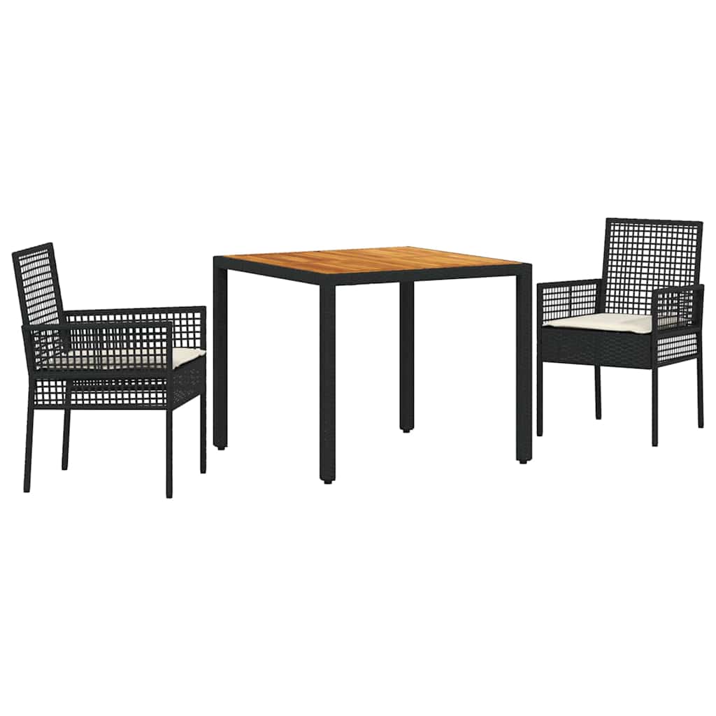 Have Spisebordssæt 3 pcs Sort Poly rattan