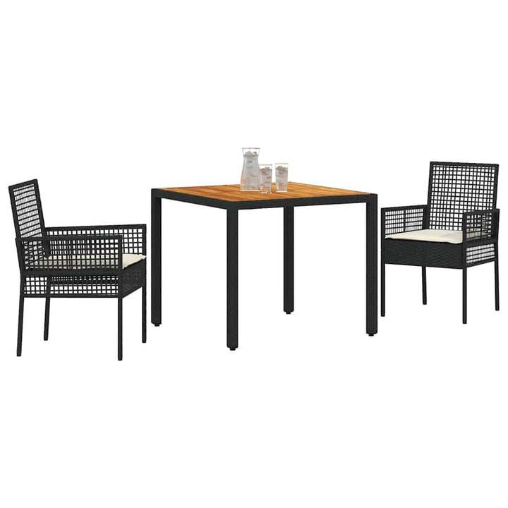 Have Spisebordssæt 3 pcs Sort Poly rattan