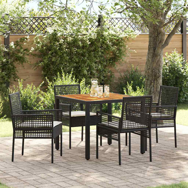 Have Spisebordssæt 5 pcs Sort Poly rattan