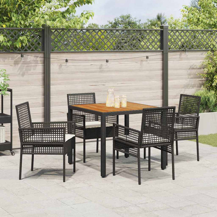 Have Spisebordssæt 5 pcs Sort Poly rattan