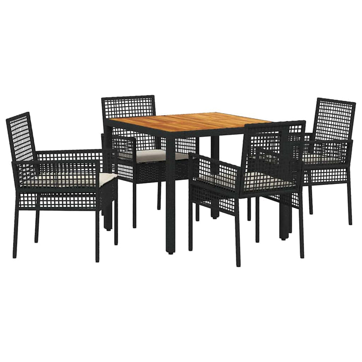Have Spisebordssæt 5 pcs Sort Poly rattan