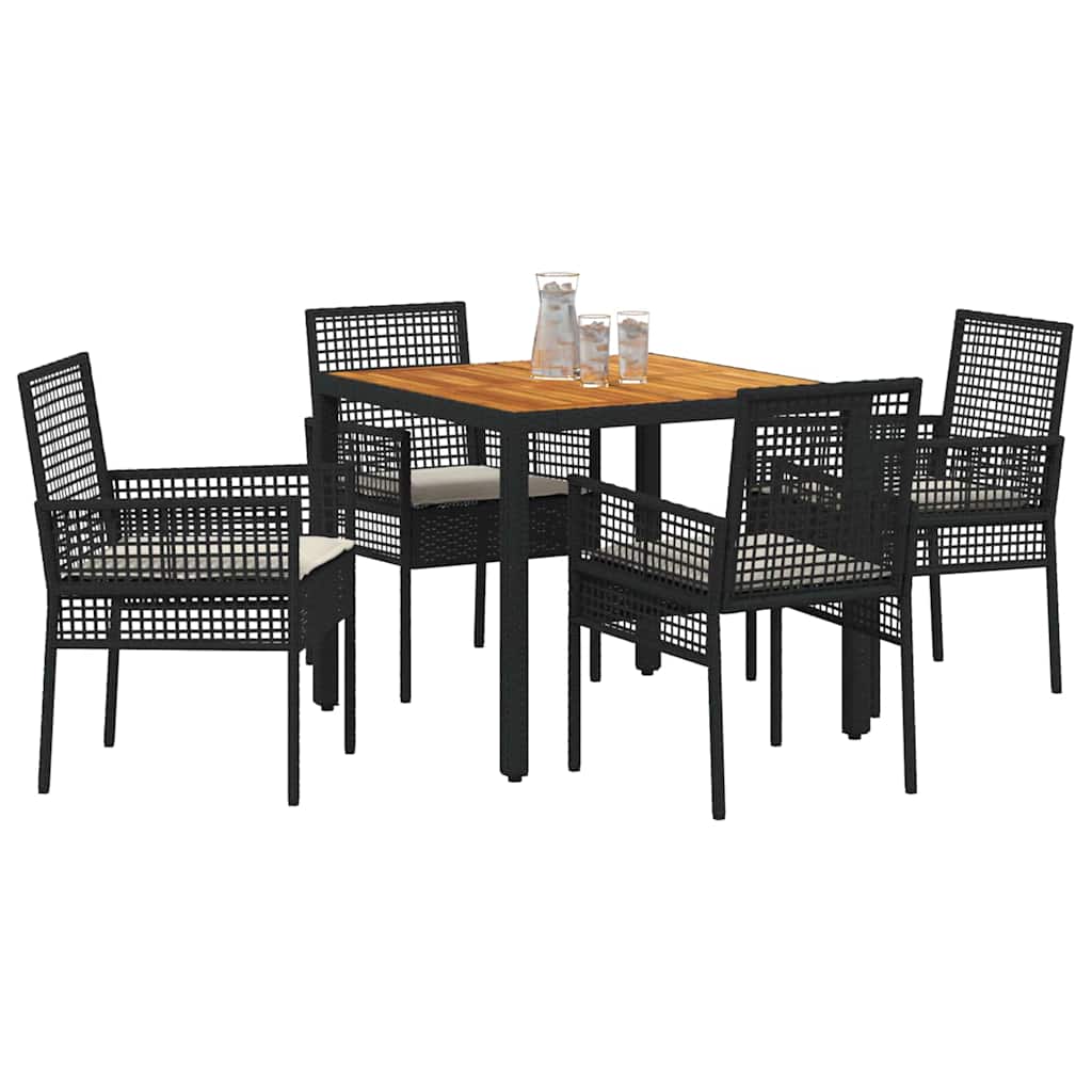 Have Spisebordssæt 5 pcs Sort Poly rattan