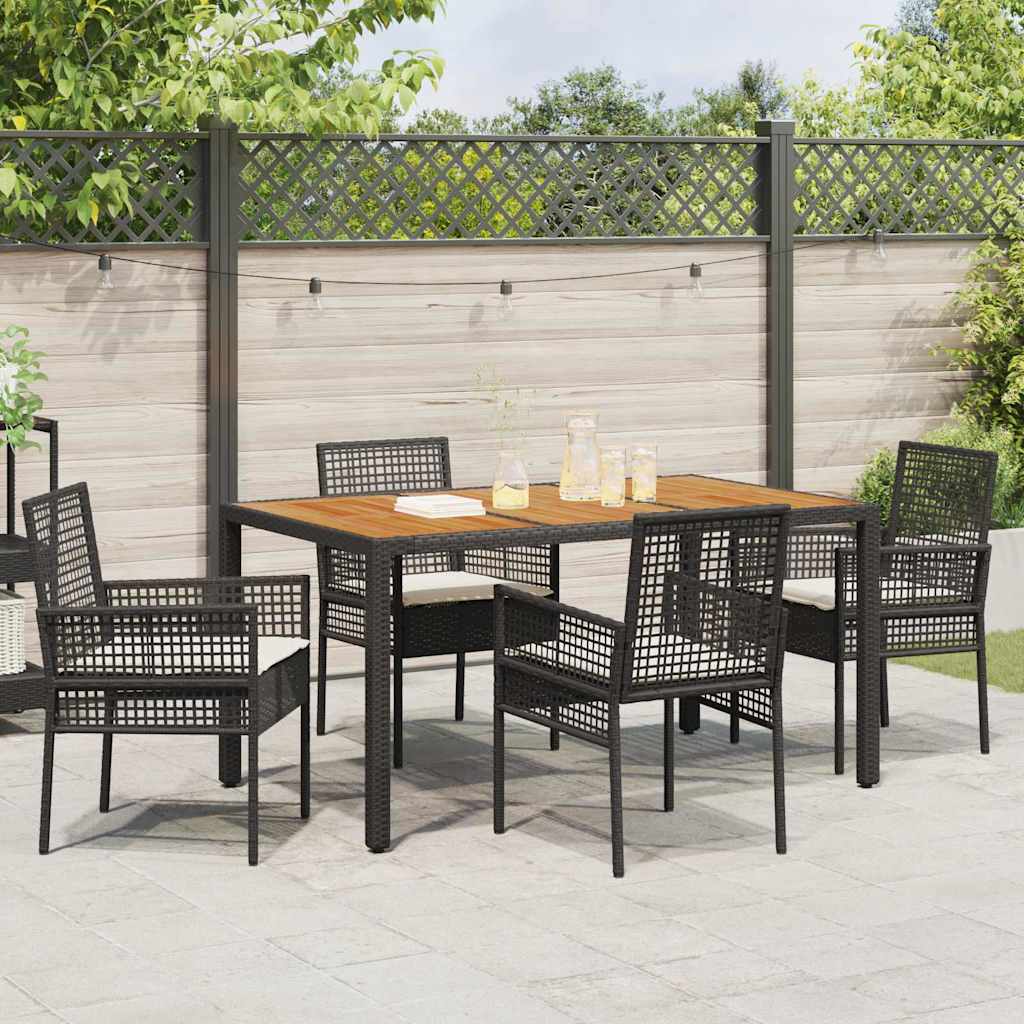 Have Spisebordssæt 5 pcs Sort Poly rattan