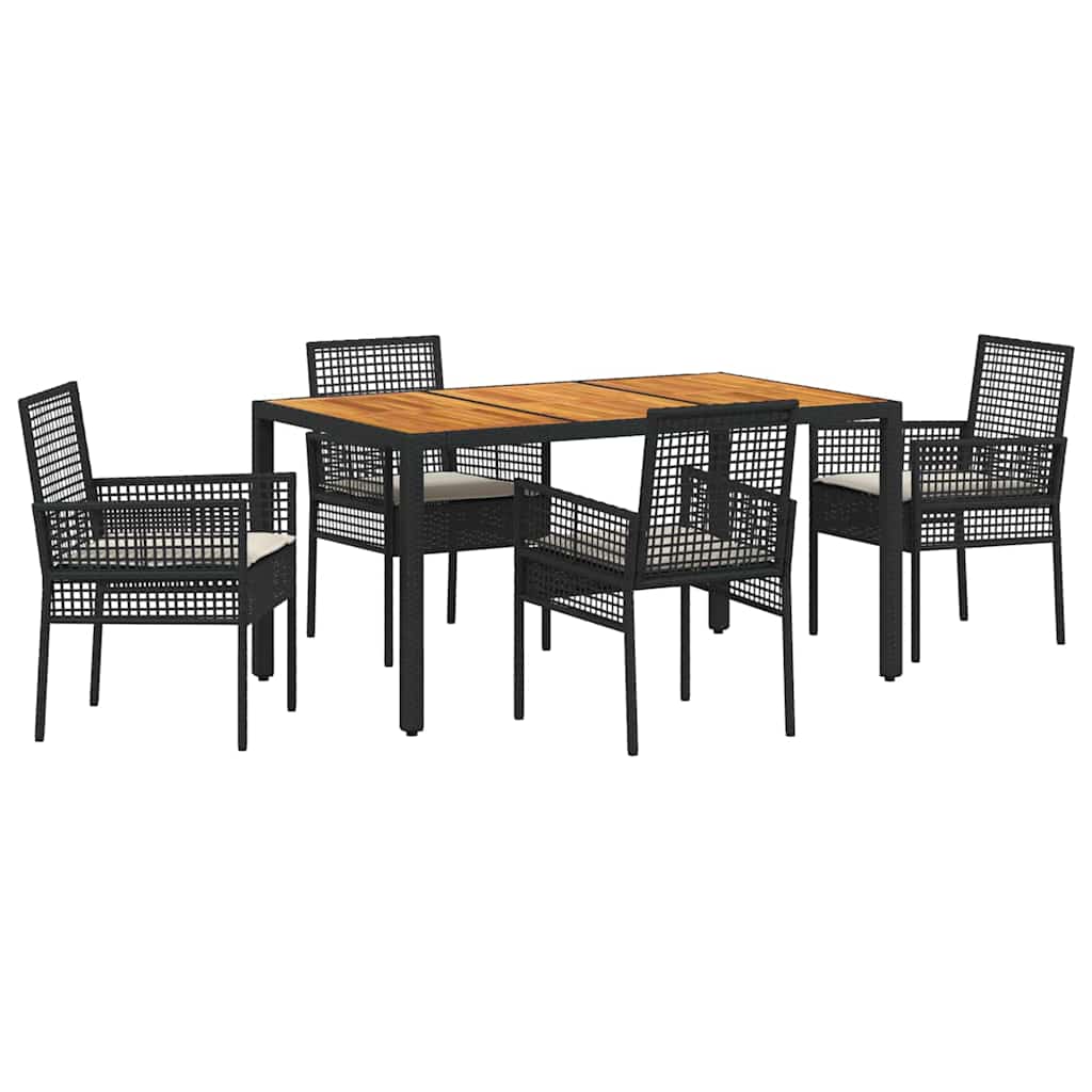 Have Spisebordssæt 5 pcs Sort Poly rattan