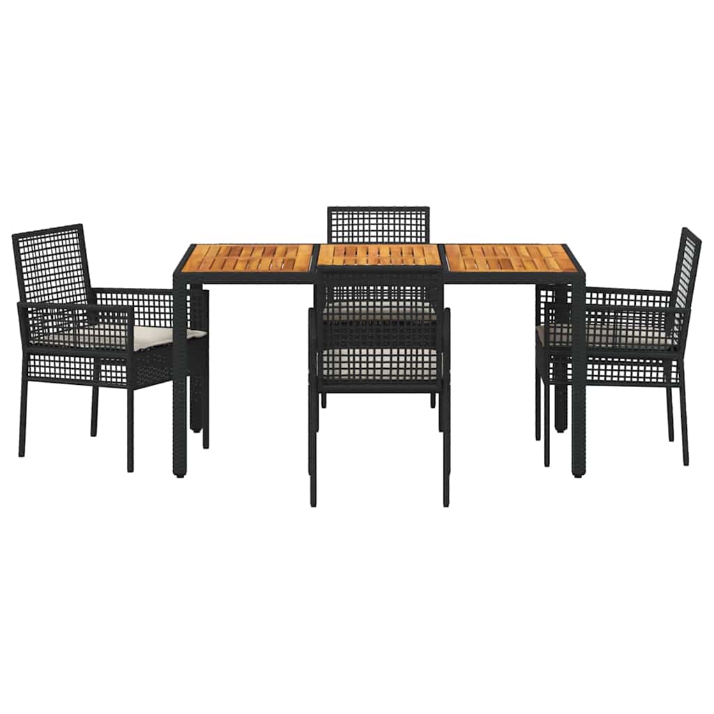 Have Spisebordssæt 5 pcs Sort Poly rattan