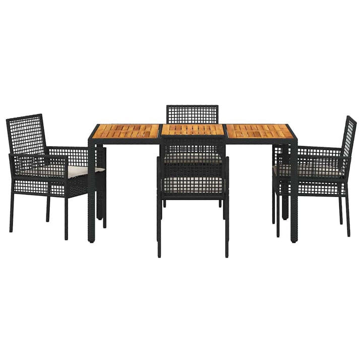 Have Spisebordssæt 5 pcs Sort Poly rattan