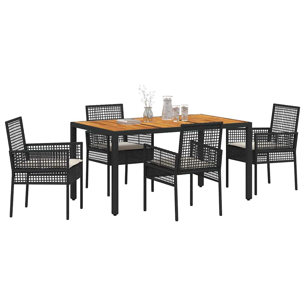 Have Spisebordssæt 5 pcs Sort Poly rattan