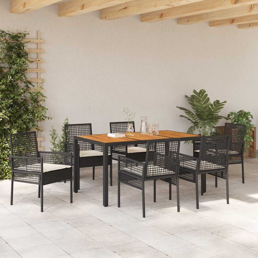Have Spisebordssæt 7 pcs Sort Poly rattan