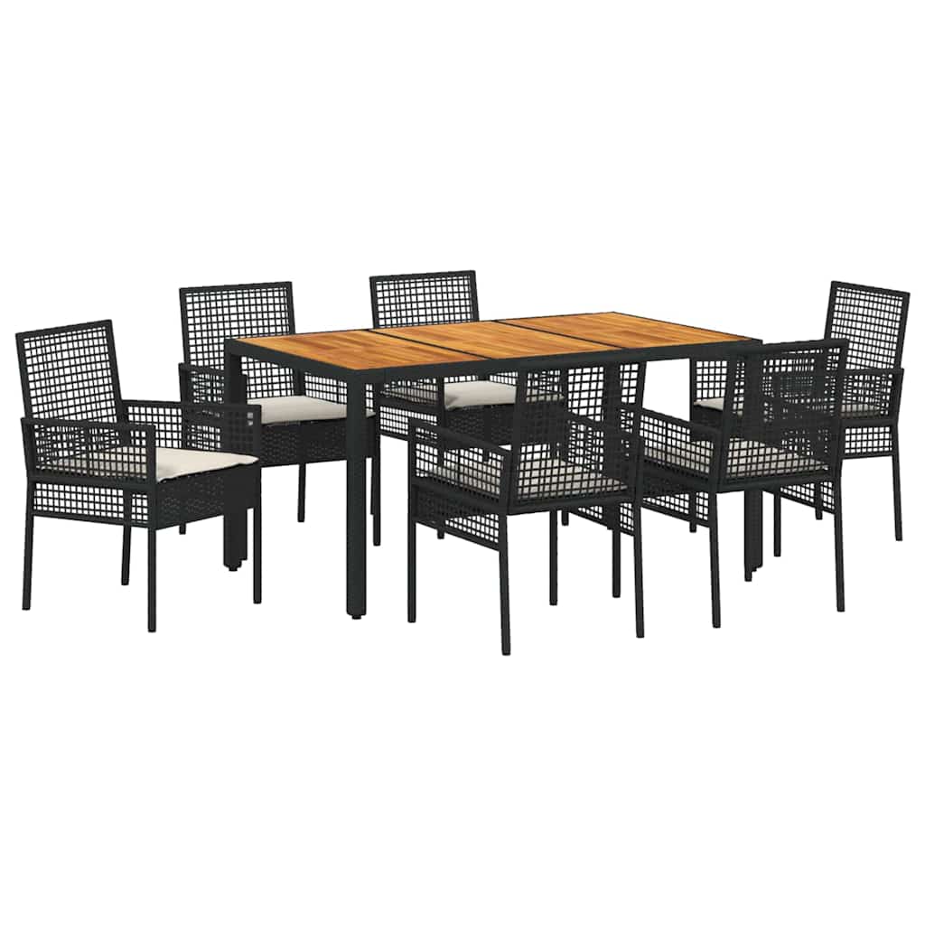 Have Spisebordssæt 7 pcs Sort Poly rattan