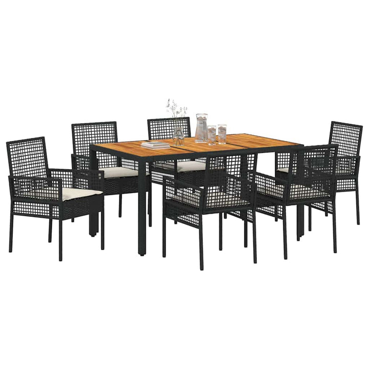 Have Spisebordssæt 7 pcs Sort Poly rattan
