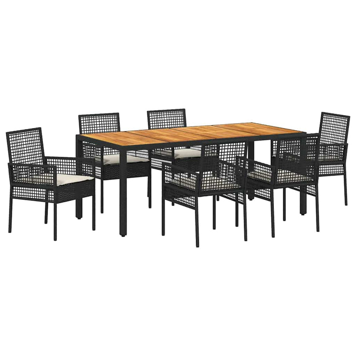 Have Spisebordssæt 7 pcs Sort Poly rattan