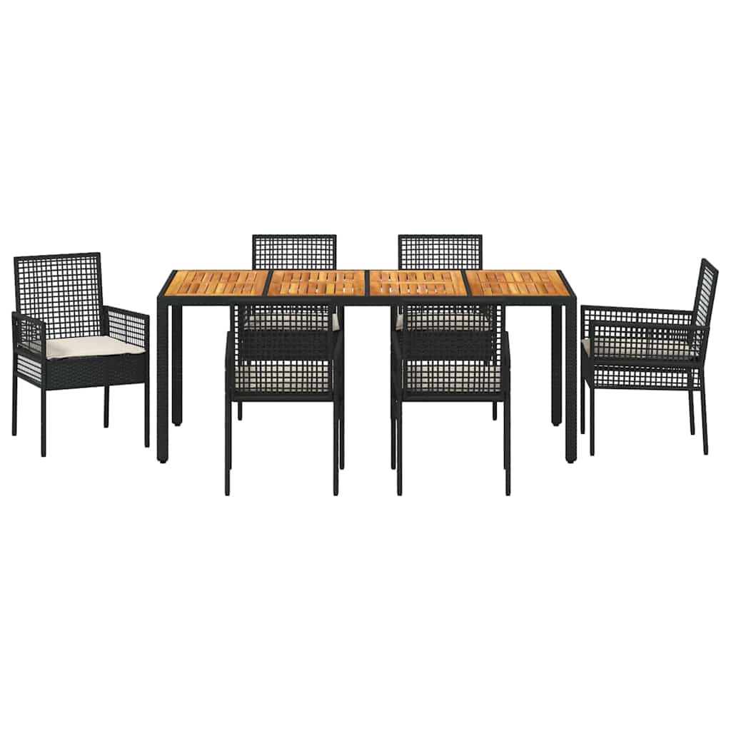 Have Spisebordssæt 7 pcs Sort Poly rattan