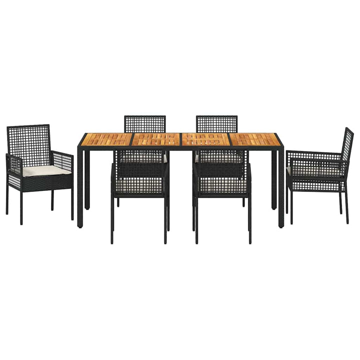 Have Spisebordssæt 7 pcs Sort Poly rattan