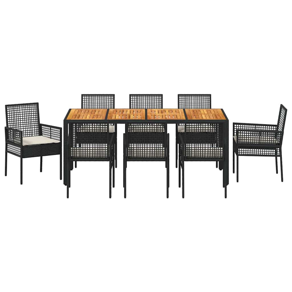 Have Spisebordssæt 9 pcs Sort Poly rattan