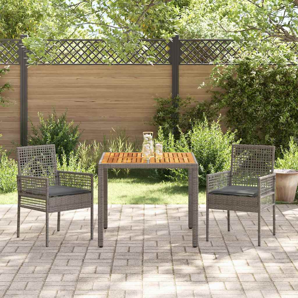 Have Spisebordssæt 3 pcs Grå Poly rattan