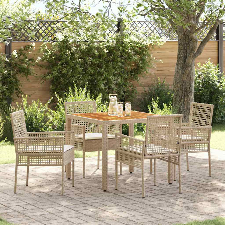 Have Spisebordssæt 5 pcs Beige Poly rattan