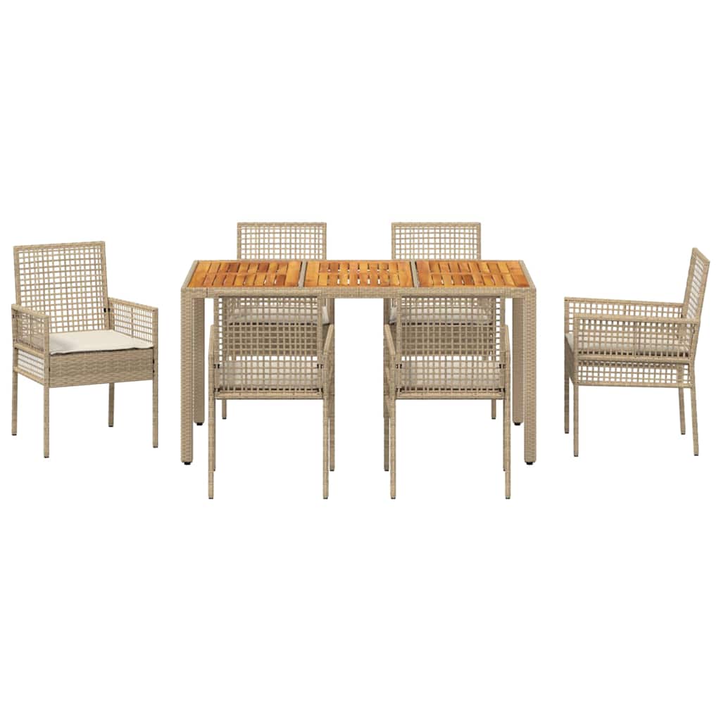 Have Spisebordssæt 7 pcs Beige Poly rattan