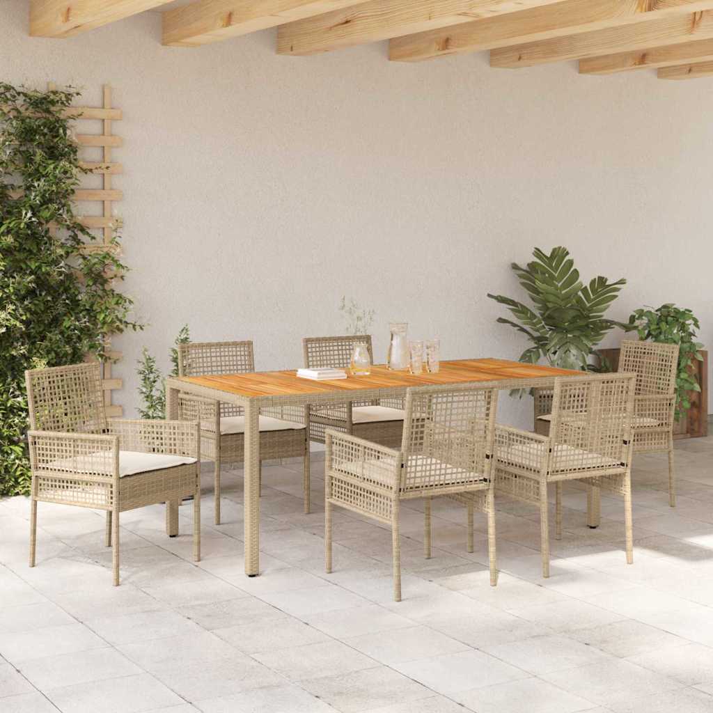 Have Spisebordssæt 7 pcs Beige Poly rattan