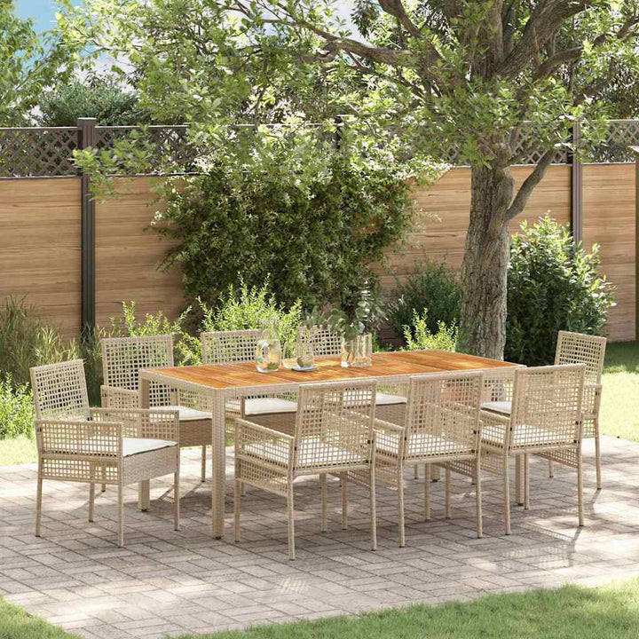 Have Spisebordssæt 9 pcs Beige Poly rattan