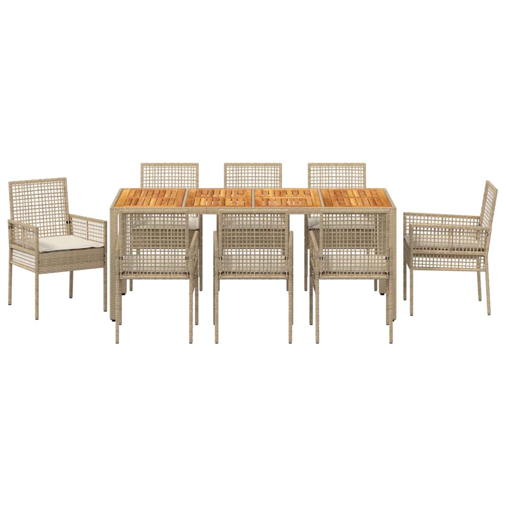 Have Spisebordssæt 9 pcs Beige Poly rattan