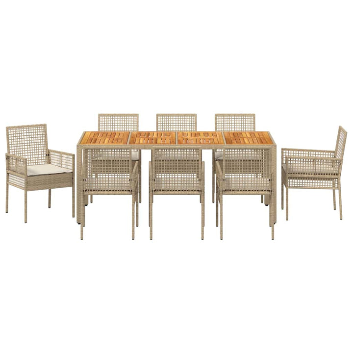 Have Spisebordssæt 9 pcs Beige Poly rattan