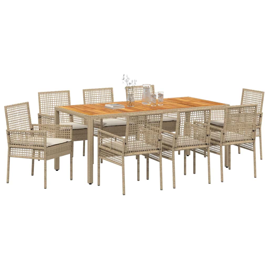 Have Spisebordssæt 9 pcs Beige Poly rattan
