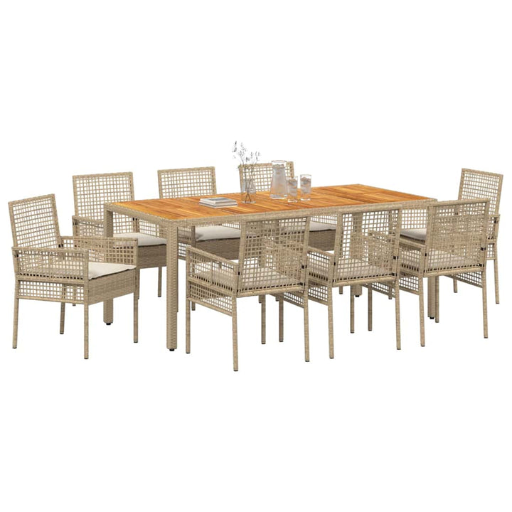 Have Spisebordssæt 9 pcs Beige Poly rattan