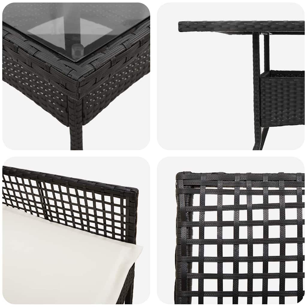 Have Spisebordssæt 3 pcs Sort Poly rattan