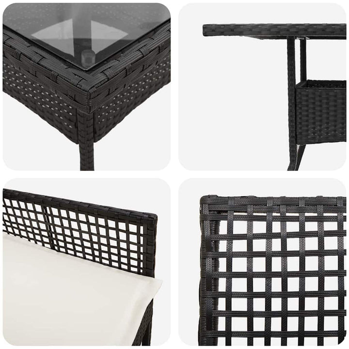 Have Spisebordssæt 3 pcs Sort Poly rattan