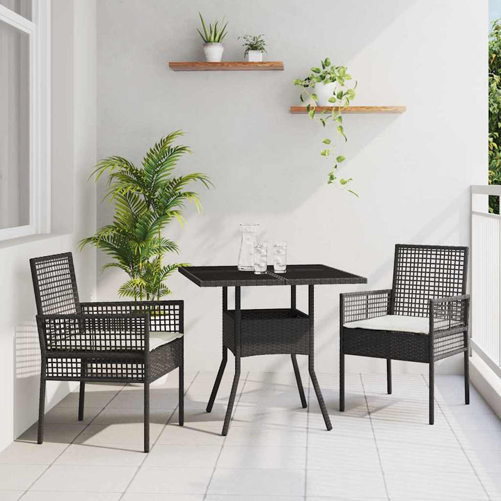 Have Spisebordssæt 3 pcs Sort Poly rattan