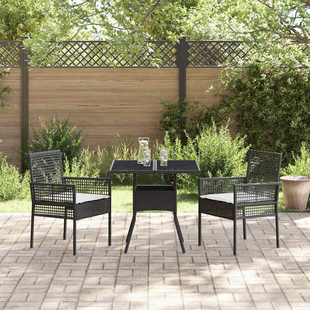 Have Spisebordssæt 3 pcs Sort Poly rattan