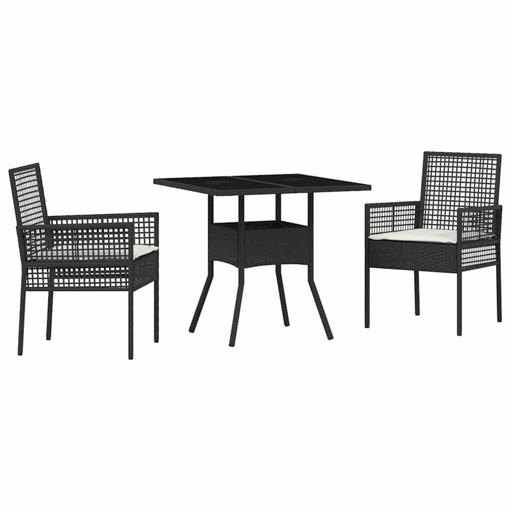 Have Spisebordssæt 3 pcs Sort Poly rattan