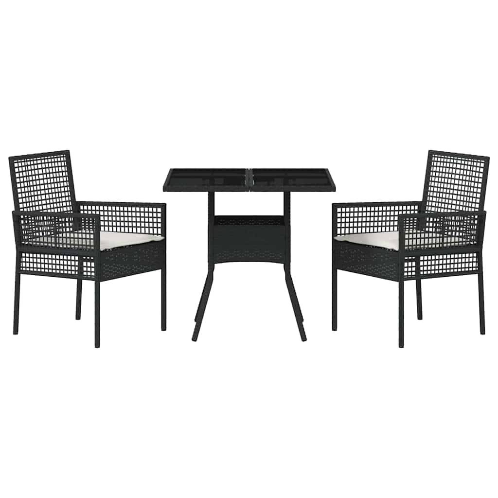 Have Spisebordssæt 3 pcs Sort Poly rattan