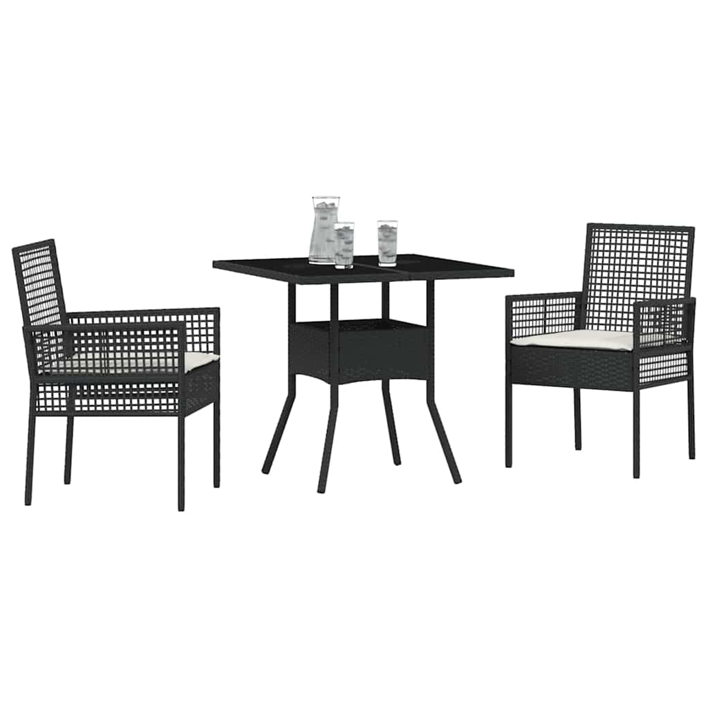 Have Spisebordssæt 3 pcs Sort Poly rattan