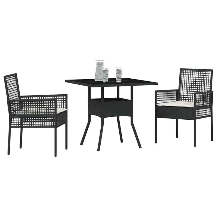 Have Spisebordssæt 3 pcs Sort Poly rattan