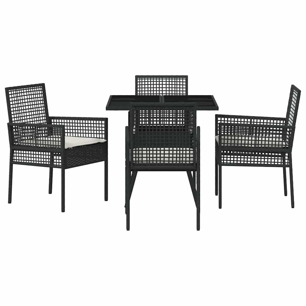 Have Spisebordssæt 5 pcs Sort Poly rattan