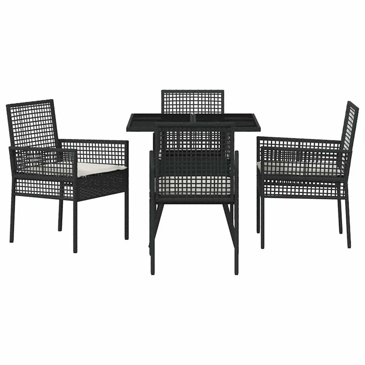 Have Spisebordssæt 5 pcs Sort Poly rattan