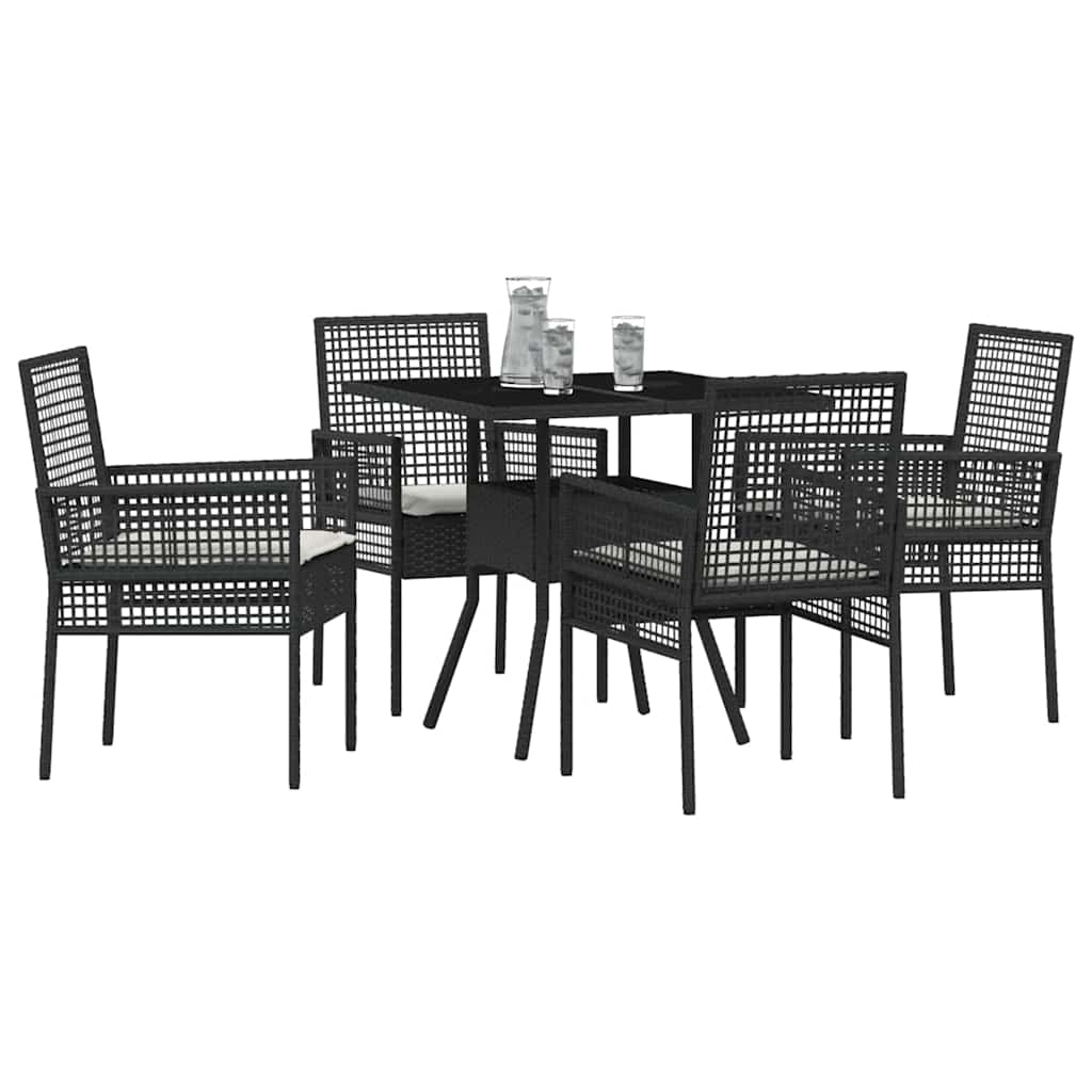 Have Spisebordssæt 5 pcs Sort Poly rattan