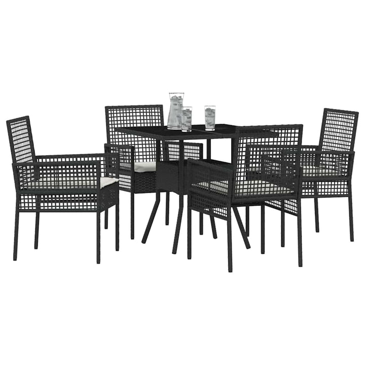 Have Spisebordssæt 5 pcs Sort Poly rattan