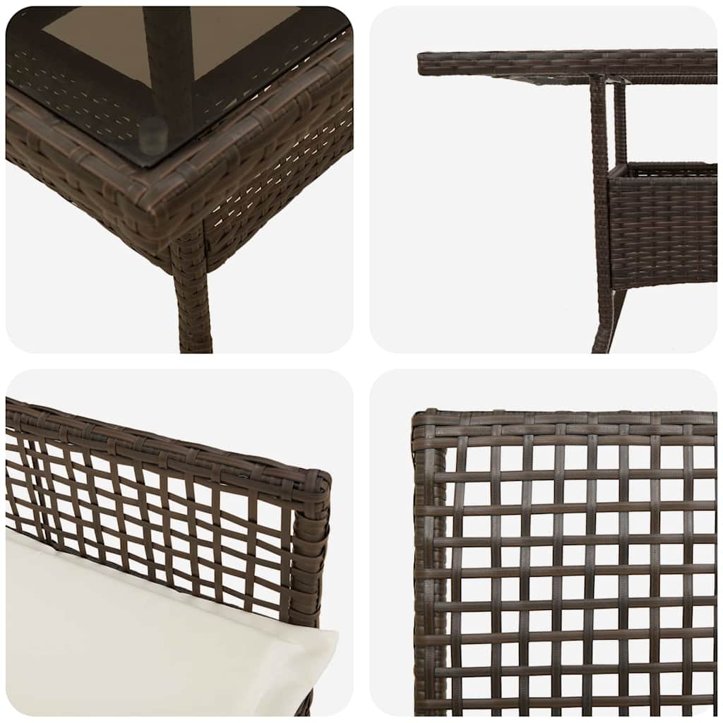 Have Spisebordssæt 3 pcs Brun Poly rattan