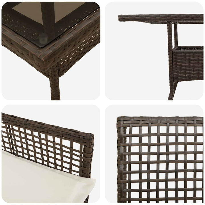 Have Spisebordssæt 3 pcs Brun Poly rattan