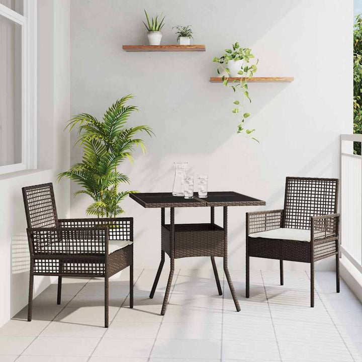 Have Spisebordssæt 3 pcs Brun Poly rattan