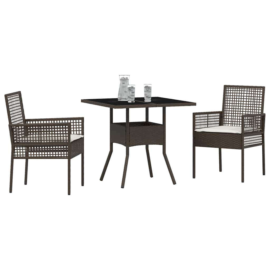 Have Spisebordssæt 3 pcs Brun Poly rattan