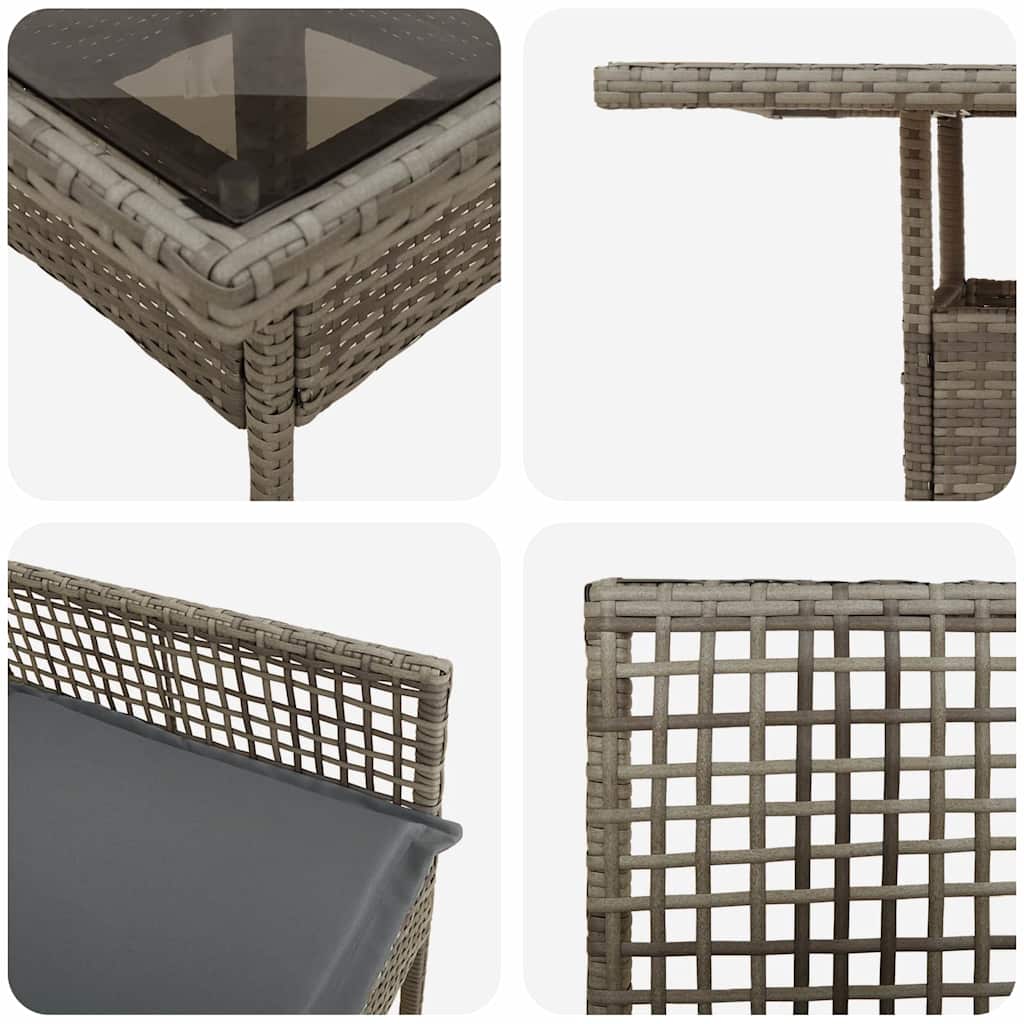 Have Spisebordssæt 3 pcs Grå Poly rattan