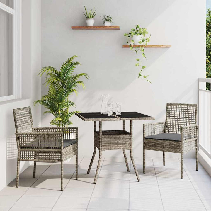 Have Spisebordssæt 3 pcs Grå Poly rattan