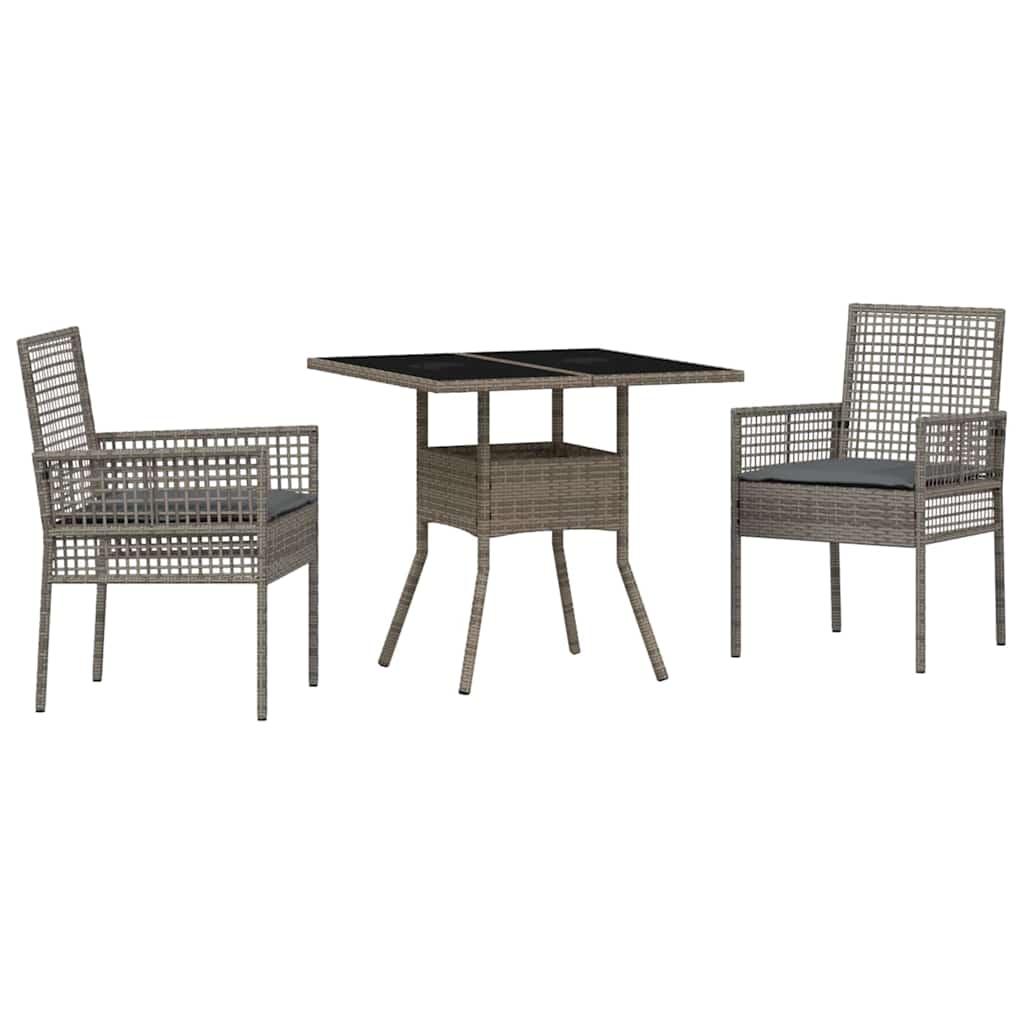 Have Spisebordssæt 3 pcs Grå Poly rattan